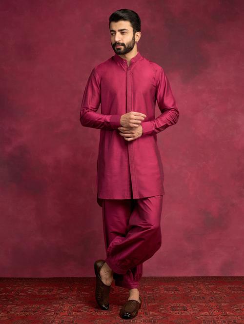 men solid kurta pyjama ethnic wear set - 21459799 - Very Small Image - 1