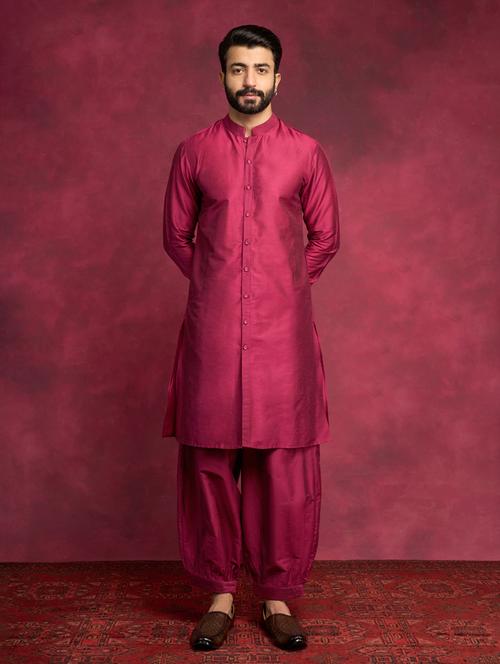 men solid kurta pyjama ethnic wear set - 21459804 - Very Small Image - 1