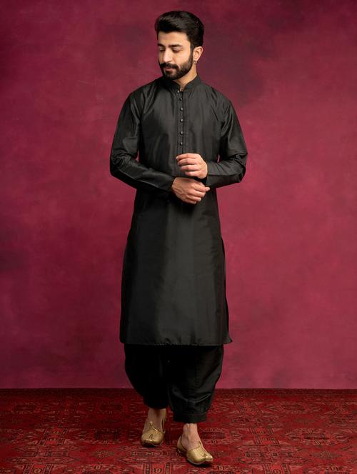 men solid kurta pyjama ethnic wear set - 21459810 - Very Small Image - 1