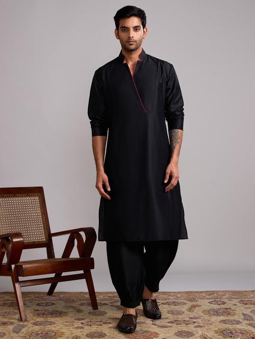 men black pathani ethnic wear set - 21459832 - Very Small Image - 1