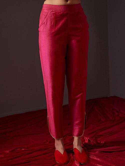 women pink self design straight pants - 21459908 - Very Small Image - 1