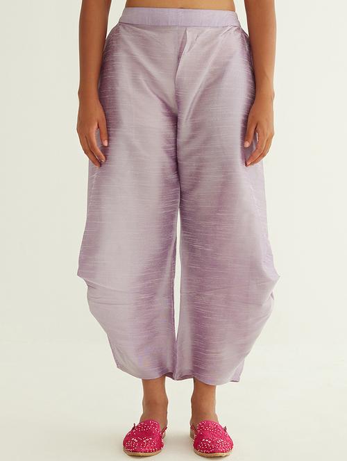 women lavender silk blend harem pant - 21459928 - Very Small Image - 1