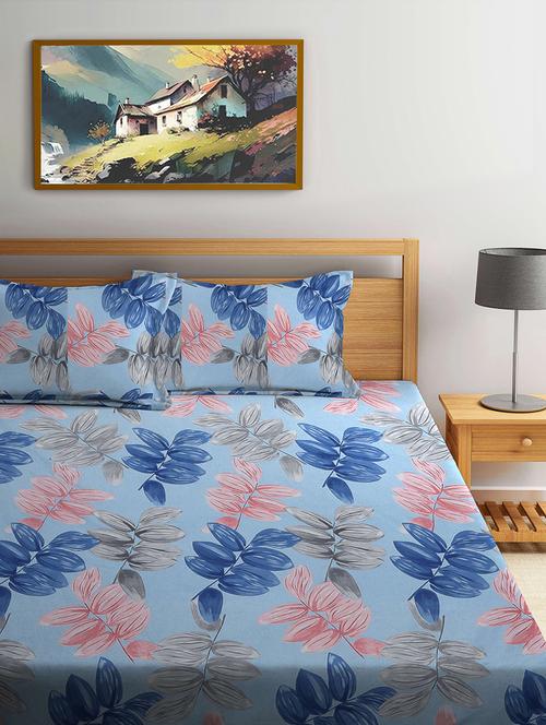 floral printed double bedsheets with elastic border all around - 21461369 - Very Small Image - 1