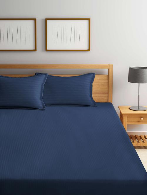 stripes printed double bedsheets with elastic border all around - 21461375 - Very Small Image - 1
