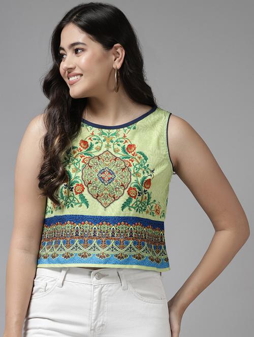 green printed straight top - 21461406 - Very Small Image - 1
