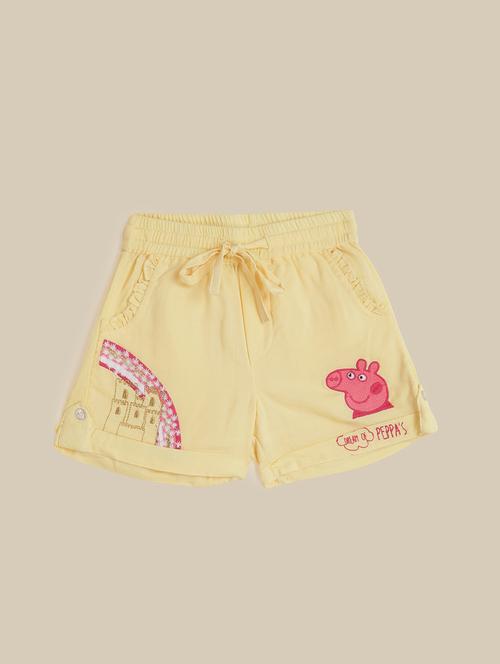 girls yellow cotton shorts - 21461498 - Very Small Image - 1