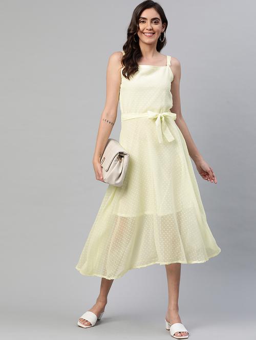 lemon solid fit & flare dress - 21461555 - Very Small Image - 1