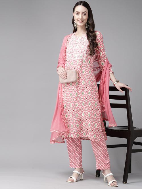 pink embroidered suit set - 21461621 - Very Small Image - 1