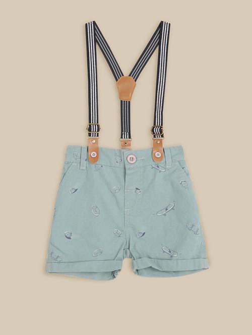 light blue printed cotton shorts with suspenders - 21461863 - Very Small Image - 1