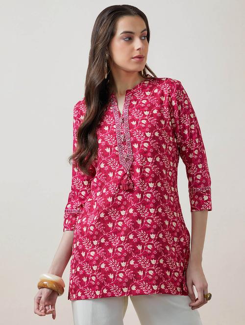 women pink rayon regular tunic - 21461868 - Very Small Image - 1