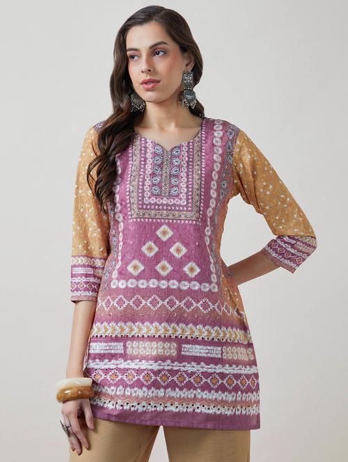 women pink cotton regular kurti - 21461875 - Very Small Image - 1