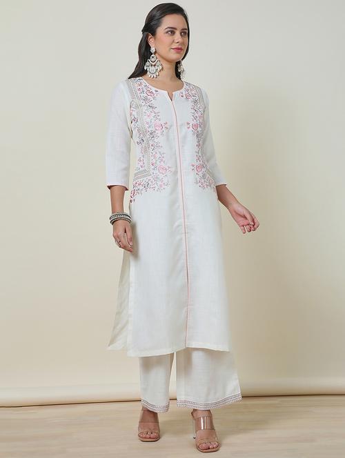 women off white kurta palazzo set - 21461904 - Very Small Image - 1