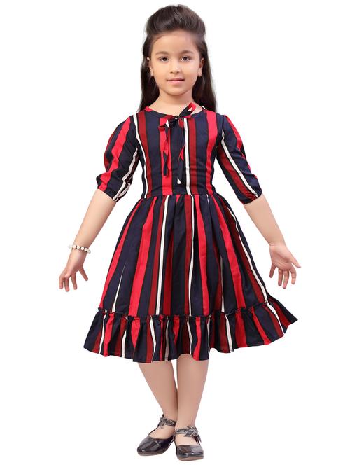 girls multicolored stripes frock - 21462419 - Very Small Image - 1