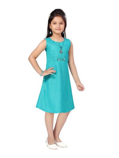 aqua blue cotton blend frock - 21462466 - Very Small Image - 1