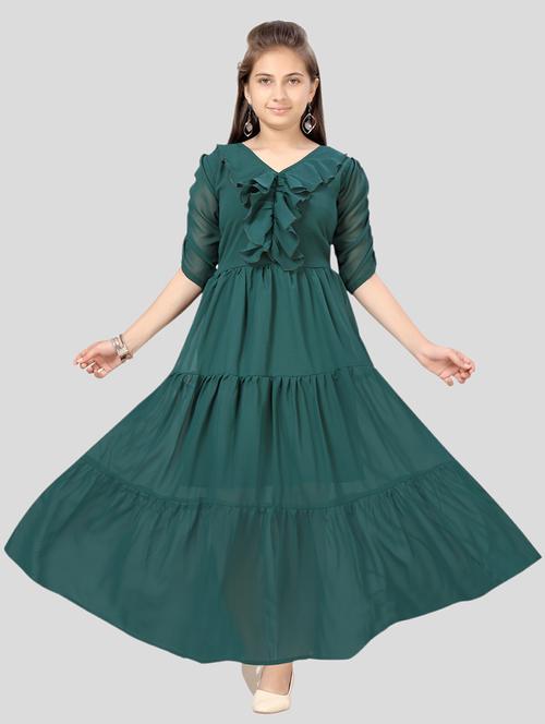 girls full length solid frock - 21462508 - Very Small Image - 1