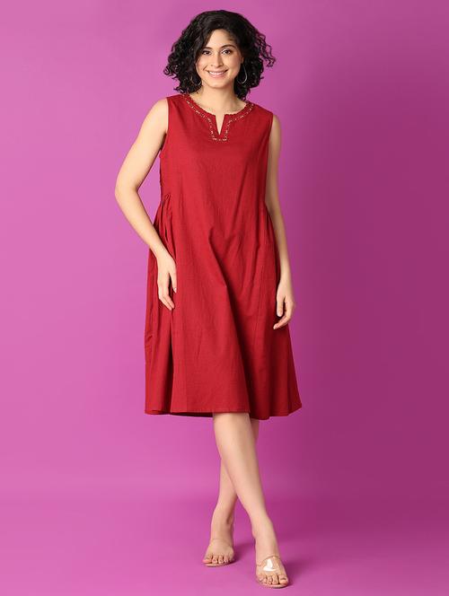 women red cotton flared kurta - 21464728 - Very Small Image - 1