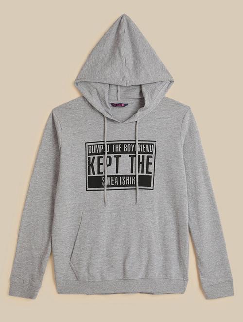 grey melange front print sweatshirt - 21464770 - Very Small Image - 1