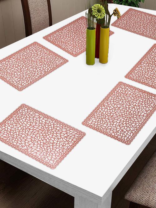 fabinaliv set of 6 copper floral embellished plastic table mats (45x30 cm) - 21465350 - Very Small Image - 1