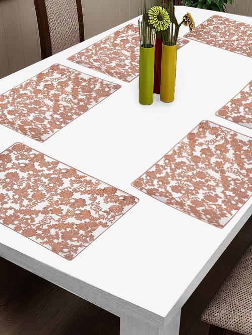 fabinaliv set of 6 copper floral embellished plastic table mats (45x30 cm) - 21465356 - Very Small Image - 1