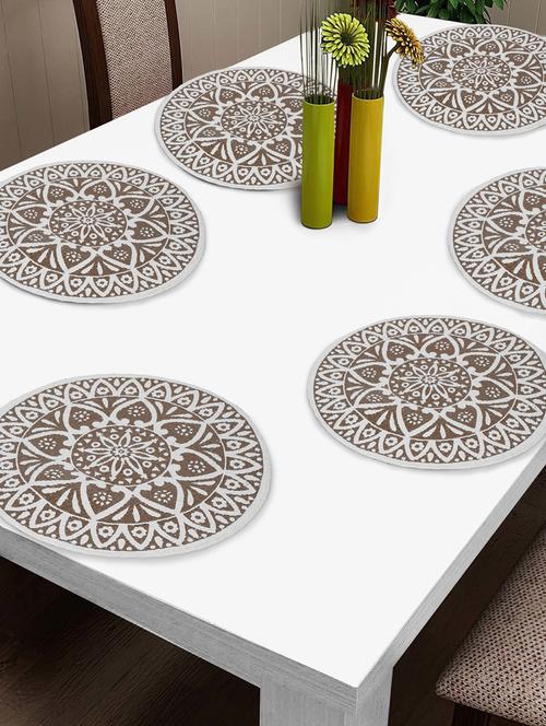 fabinaliv set of 6 multicolor ethnic motifs braided cotton table mats (38x38 cm) - 21465366 - Very Small Image - 1
