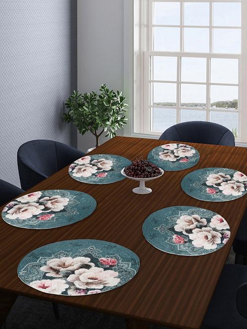 fabinaliv set of 6 multicolor floral braided cotton table mats (35x35 cm) - 21465368 - Very Small Image - 1