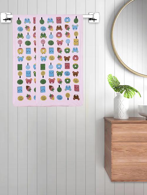 fabinaliv set of 2 pink cartoon print cotton kids bath towels (110x56 cm) - 21465409 - Very Small Image - 1