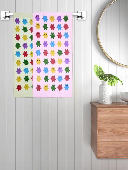 fabinaliv set of 2 multicolor cartoon print cotton kids bath towels (110x56 cm) - 21465415 - Very Small Image - 1