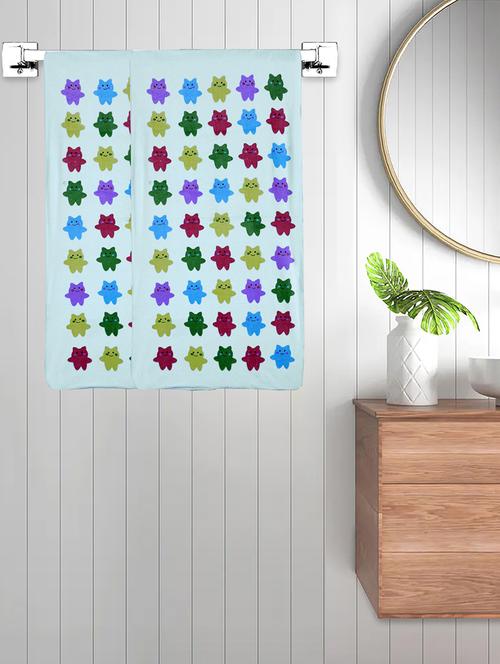 fabinaliv set of 2 blue cartoon print cotton kids bath towels (110x56 cm) - 21465416 - Very Small Image - 1