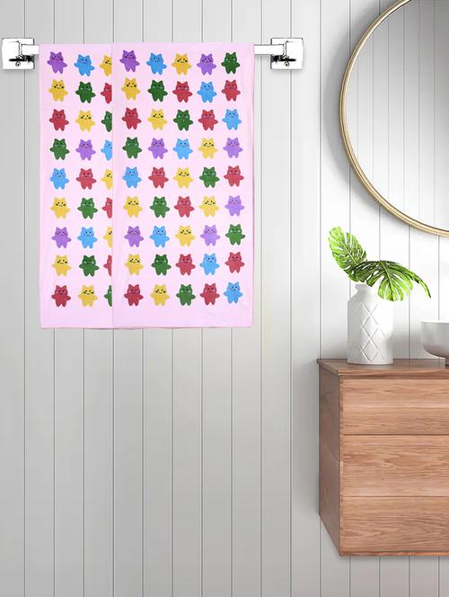 fabinaliv set of 2 pink cartoon print cotton kids bath towels (110x56 cm) - 21465418 - Very Small Image - 1