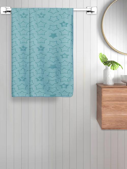 fabinaliv set of 2 turquoise geometric cotton kids bath towels (110x60 cm) - 21465445 - Very Small Image - 1