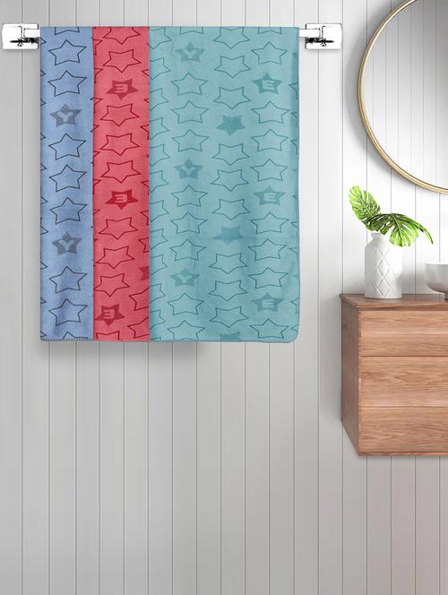 fabinaliv set of 3 multicolor geometric cotton kids bath towels (110x60 cm) - 21465451 - Very Small Image - 1