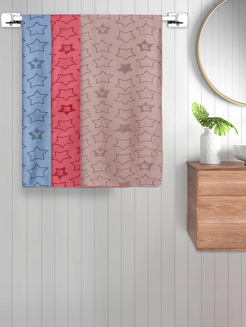 fabinaliv set of 3 multicolor geometric cotton kids bath towels (110x60 cm) - 21465452 - Very Small Image - 1