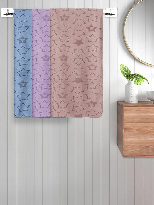 fabinaliv set of 3 multicolor geometric cotton kids bath towels (110x60 cm) - 21465457 - Very Small Image - 1