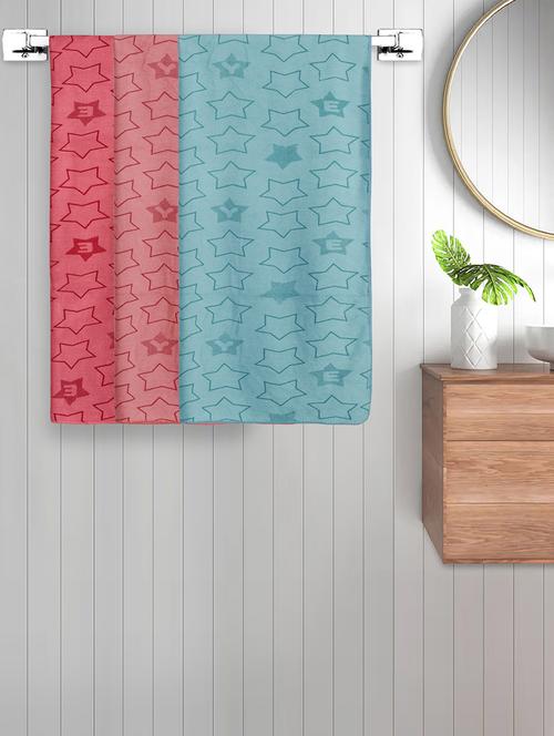 fabinaliv set of 3 multicolor geometric cotton kids bath towels (110x60 cm) - 21465461 - Very Small Image - 1