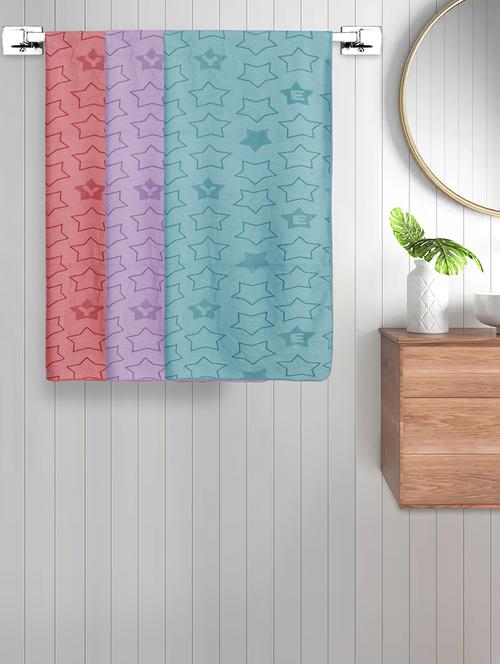 fabinaliv set of 3 multicolor geometric cotton kids bath towels (110x60 cm) - 21465467 - Very Small Image - 1