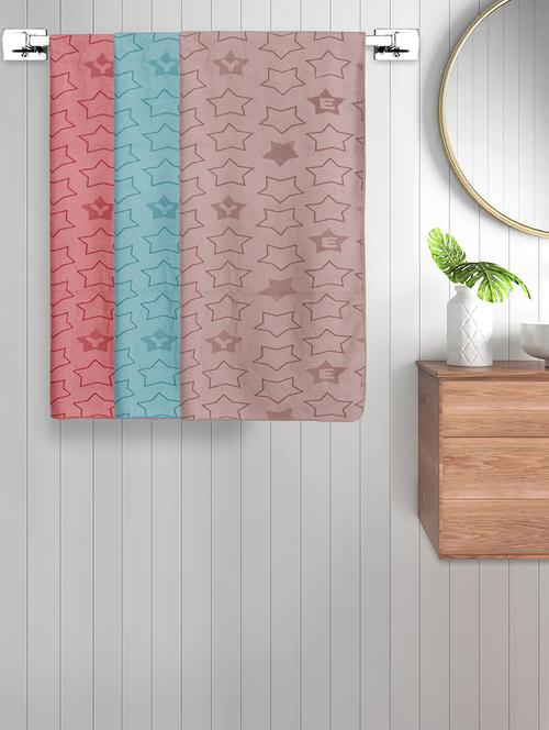 fabinaliv set of 3 multicolor geometric cotton kids bath towels (110x60 cm) - 21465469 - Very Small Image - 1