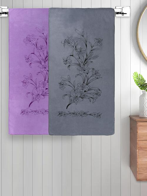 fabinaliv set of 2 multicolor floral 300 gsm cotton kids bath towels (110x60 cm) - 21465480 - Very Small Image - 1