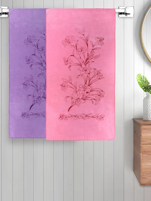 fabinaliv set of 2 multicolor floral 300 gsm cotton kids bath towels (110x60 cm) - 21465482 - Very Small Image - 1