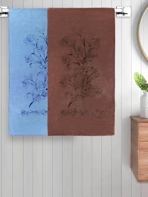 fabinaliv set of 2 multicolor floral 300 gsm cotton kids bath towels (110x60 cm) - 21465484 - Very Small Image - 1