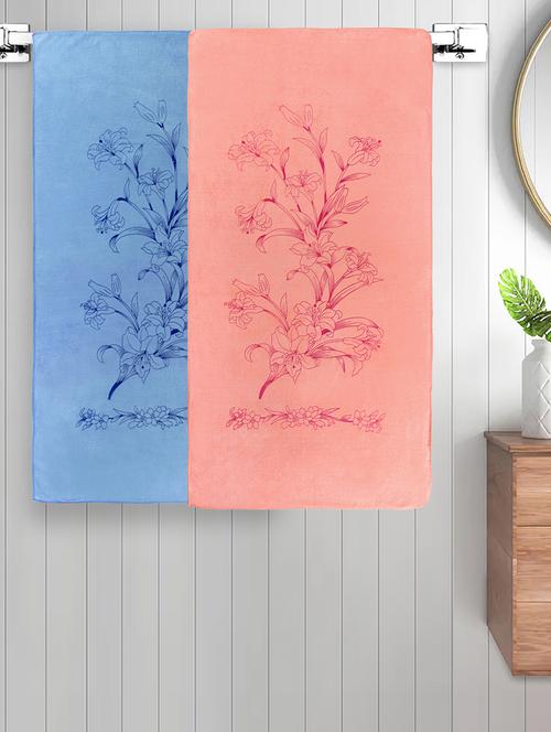fabinaliv set of 2 multicolor floral 300 gsm cotton kids bath towels (110x60 cm) - 21465486 - Very Small Image - 1