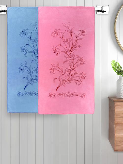 fabinaliv set of 2 multicolor floral 300 gsm cotton kids bath towels (110x60 cm) - 21465487 - Very Small Image - 1