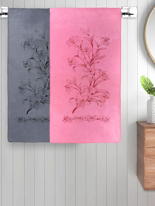 fabinaliv set of 2 multicolor floral 300 gsm cotton kids bath towels (110x60 cm) - 21465494 - Very Small Image - 1