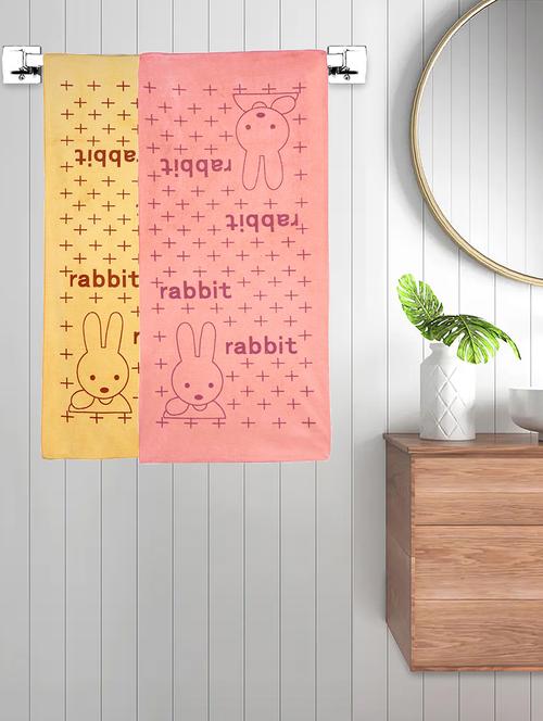 fabinaliv set of 2 multicolor cartoon 300 gsm cotton kids bath towels (110x55 cm) - 21465545 - Very Small Image - 1