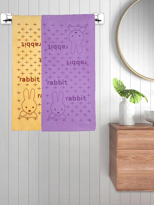 fabinaliv set of 2 multicolor cartoon 300 gsm cotton kids bath towels (110x55 cm) - 21465546 - Very Small Image - 1