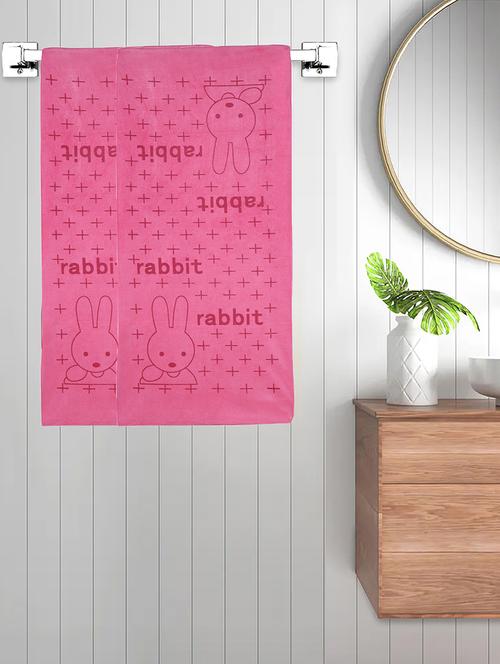 fabinaliv set of 2 pink cartoon 300 gsm cotton kids bath towels (110x55 cm) - 21465547 - Very Small Image - 1