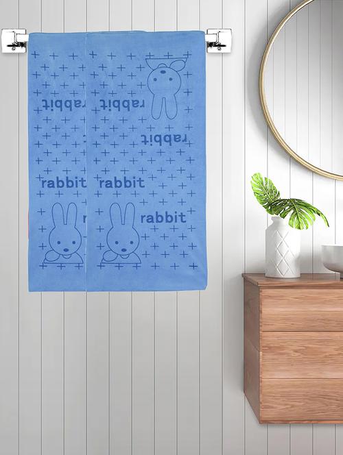 fabinaliv set of 2 blue cartoon 300 gsm cotton kids bath towels (110x55 cm) - 21465552 - Very Small Image - 1