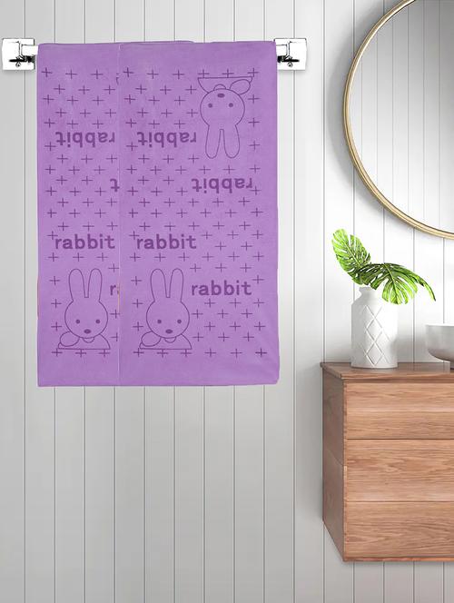 fabinaliv set of 2 purple cartoon 300 gsm cotton kids bath towels (110x55 cm) - 21465561 - Very Small Image - 1