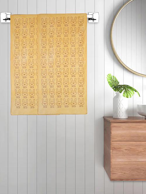 fabinaliv set of 2 mustard cartoon 300 gsm cotton kids bath towels (110x55 cm) - 21465562 - Very Small Image - 1