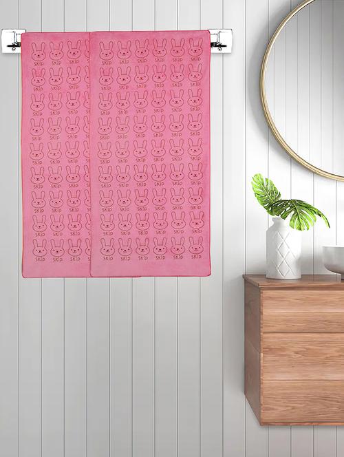 fabinaliv set of 2 pink cartoon 300 gsm cotton kids bath towels (110x55 cm) - 21465568 - Very Small Image - 1