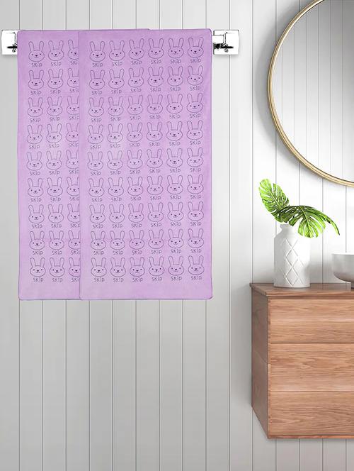 fabinaliv set of 2 purple cartoon 300 gsm cotton kids bath towels (110x55 cm) - 21465582 - Very Small Image - 1
